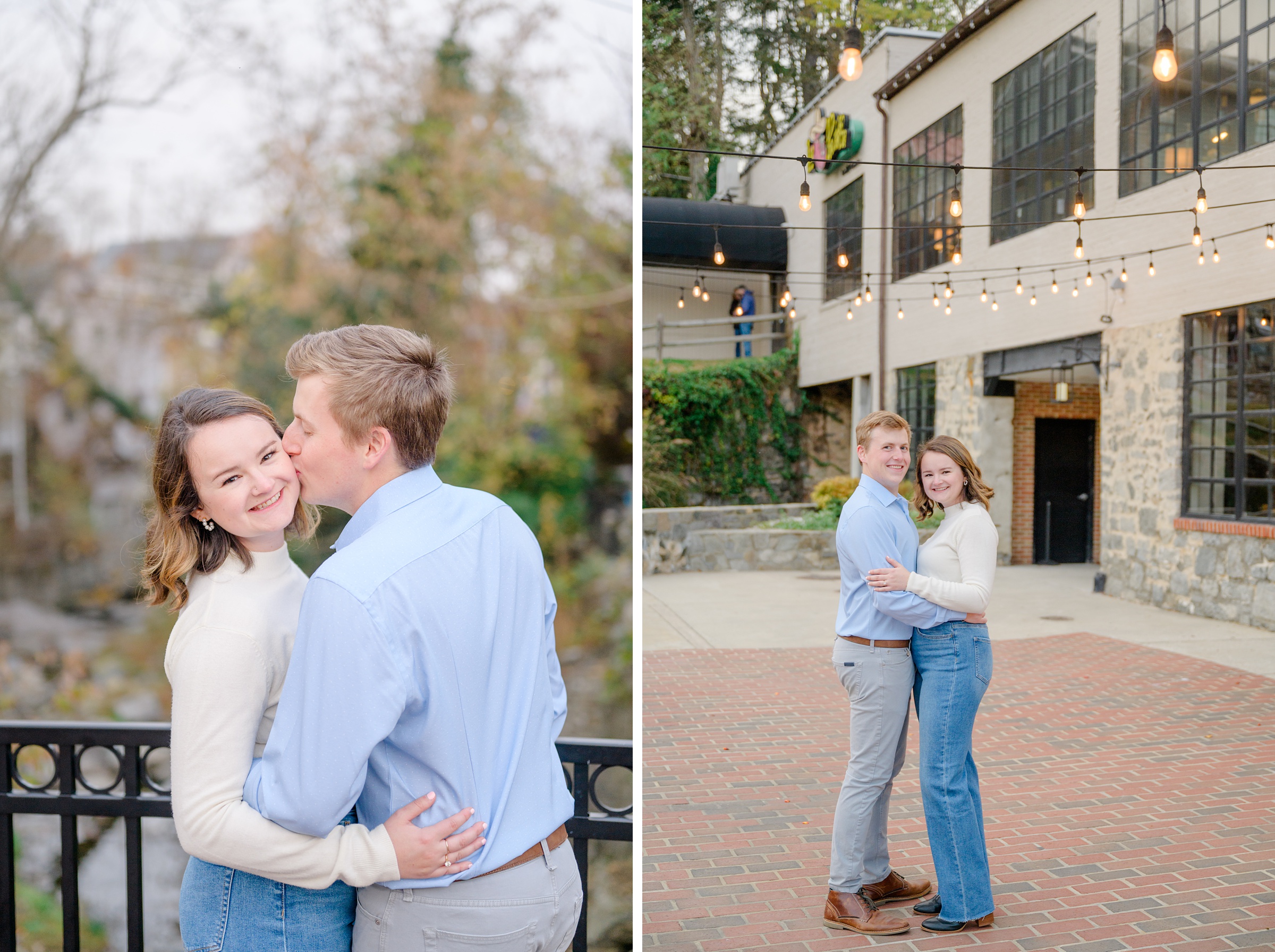 Engaged couple at the Historic Old Ellicott City near Baltimore, Maryland for engagement photos photographed by Baltimore Wedding Photographer Cait Kramer Photography
