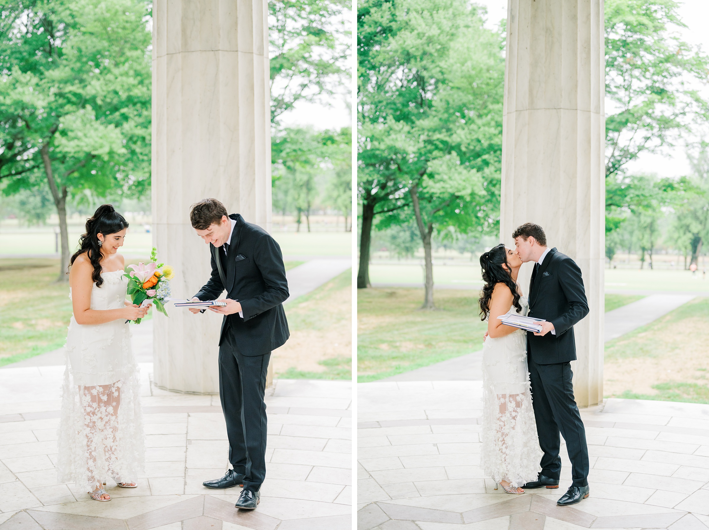 Summer elopement at the DC War Memorial Photographed by Baltimore Wedding Photographer Cait Kramer Photography