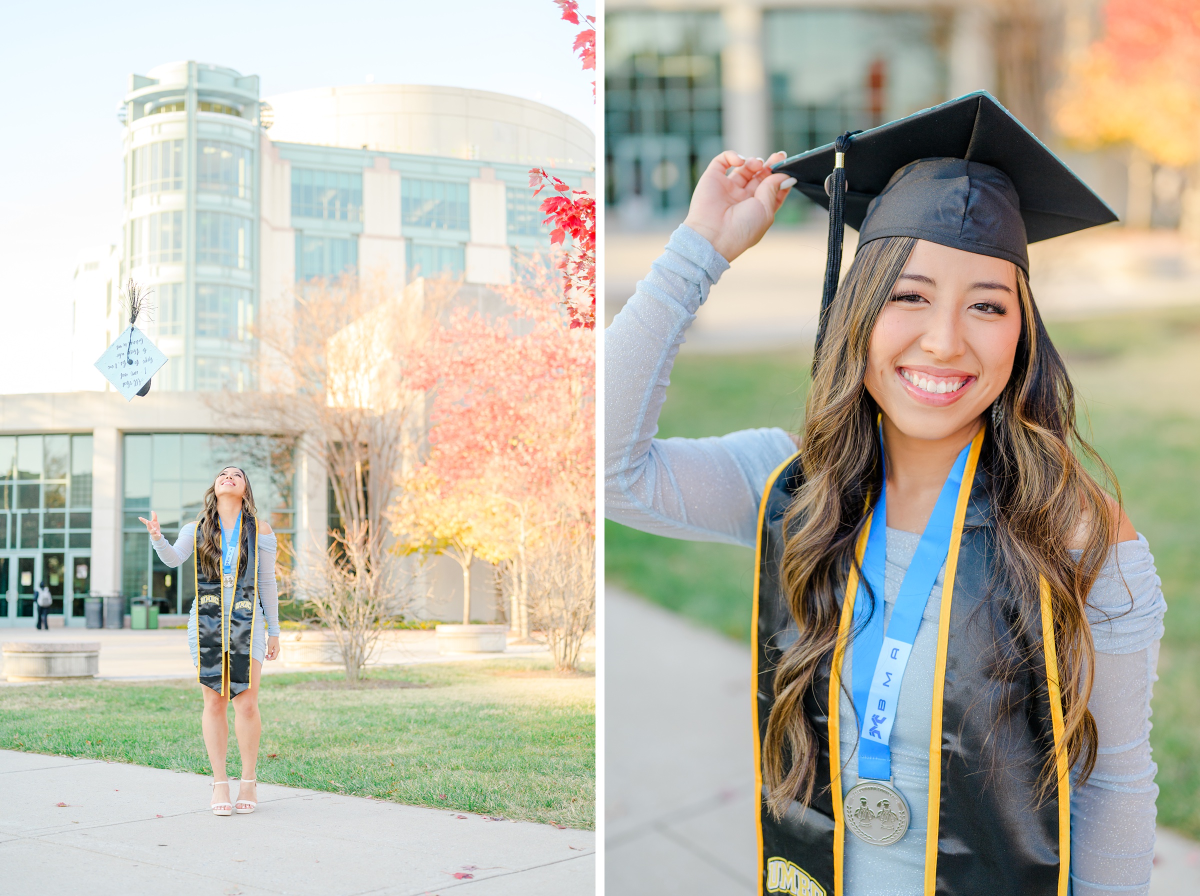 Fall UMBC Grad Photos at University of Maryland photographed by Baltimore Grad Photographer Cait Kramer