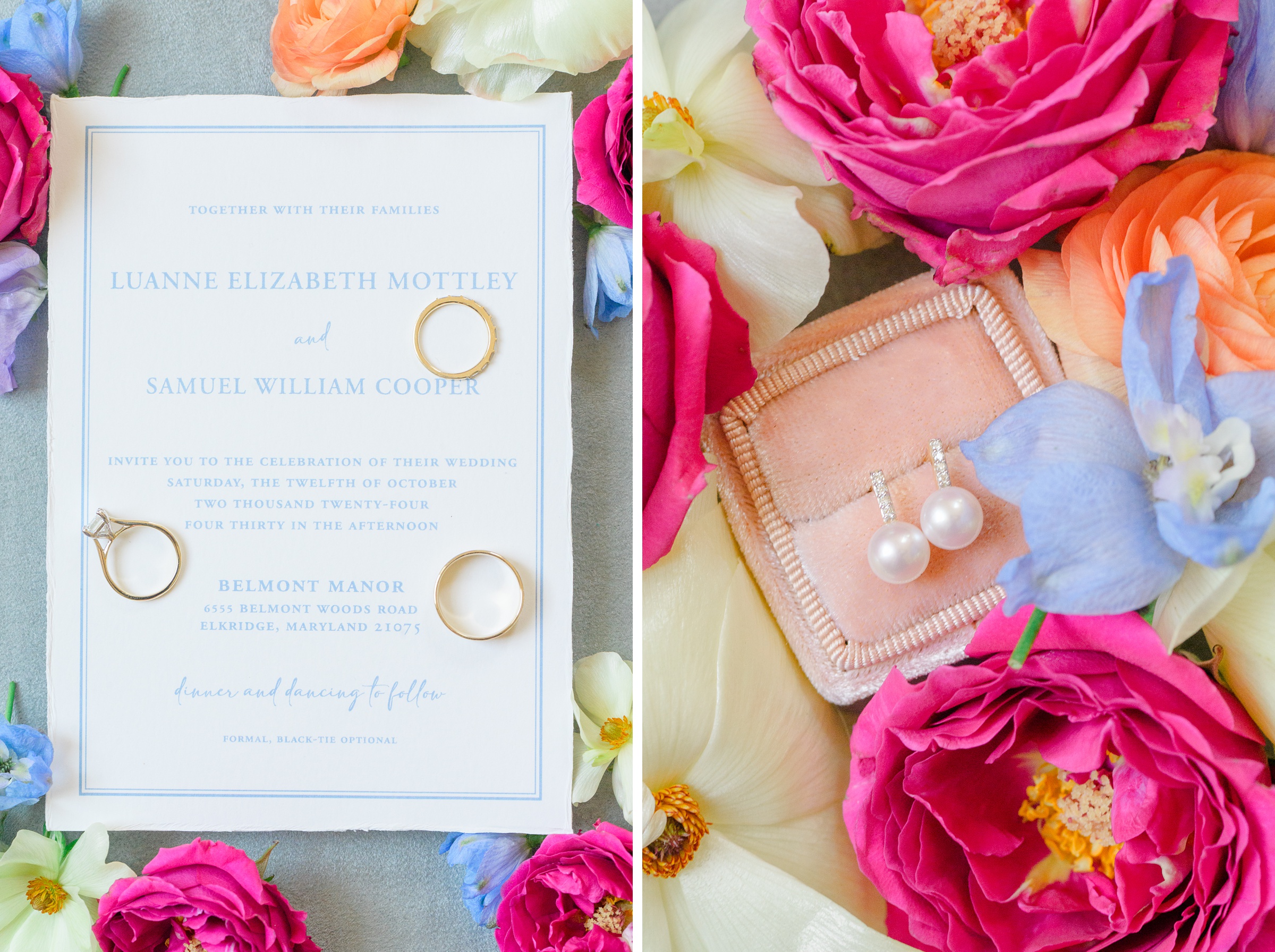 Colorful Wedding Stationery at Belmont Manor in Elkridge, Maryland photographed by Baltimore Wedding Photographer Cait Kramer