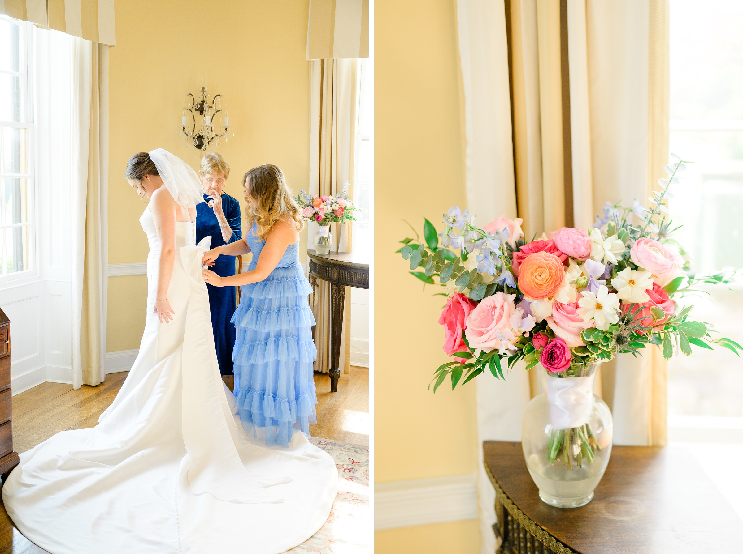 Bride getting ready at Belmont Manor Wedding in Elkridge, Maryland photographed by Baltimore Wedding Photographer Cait Kramer