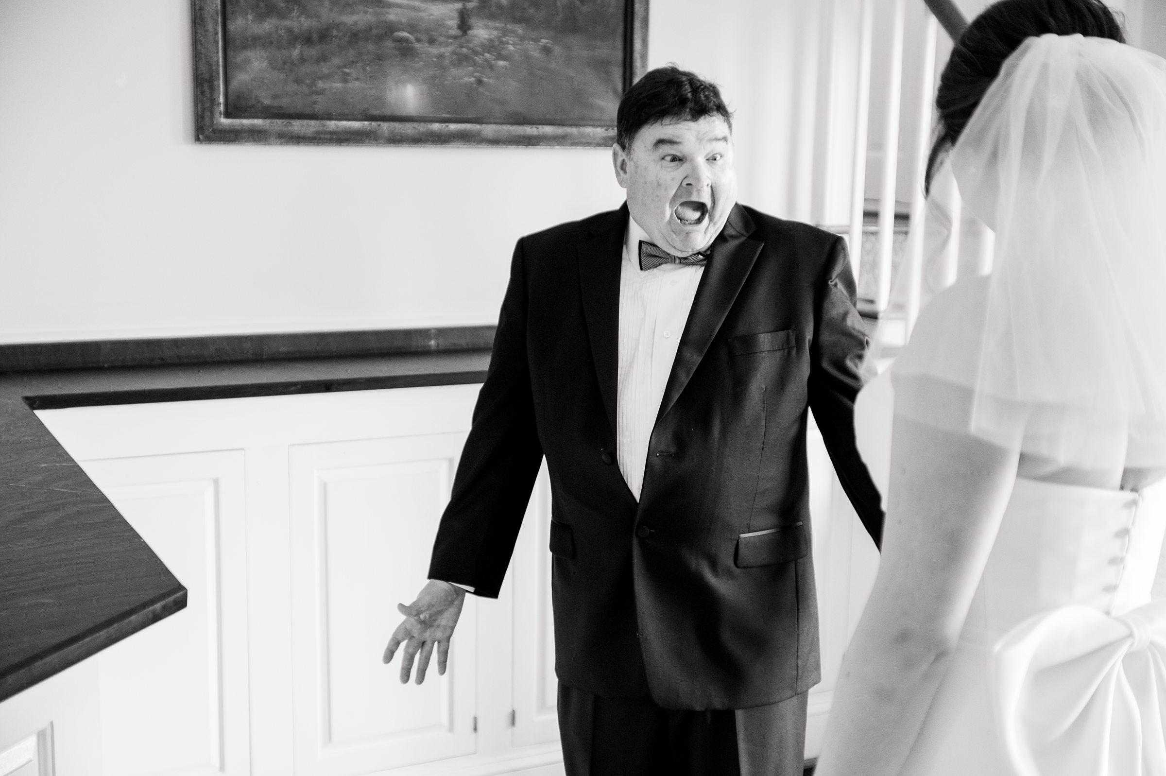 Bride's first look with Father at Belmont Manor Wedding in Elkridge, Maryland photographed by Baltimore Wedding Photographer Cait Kramer