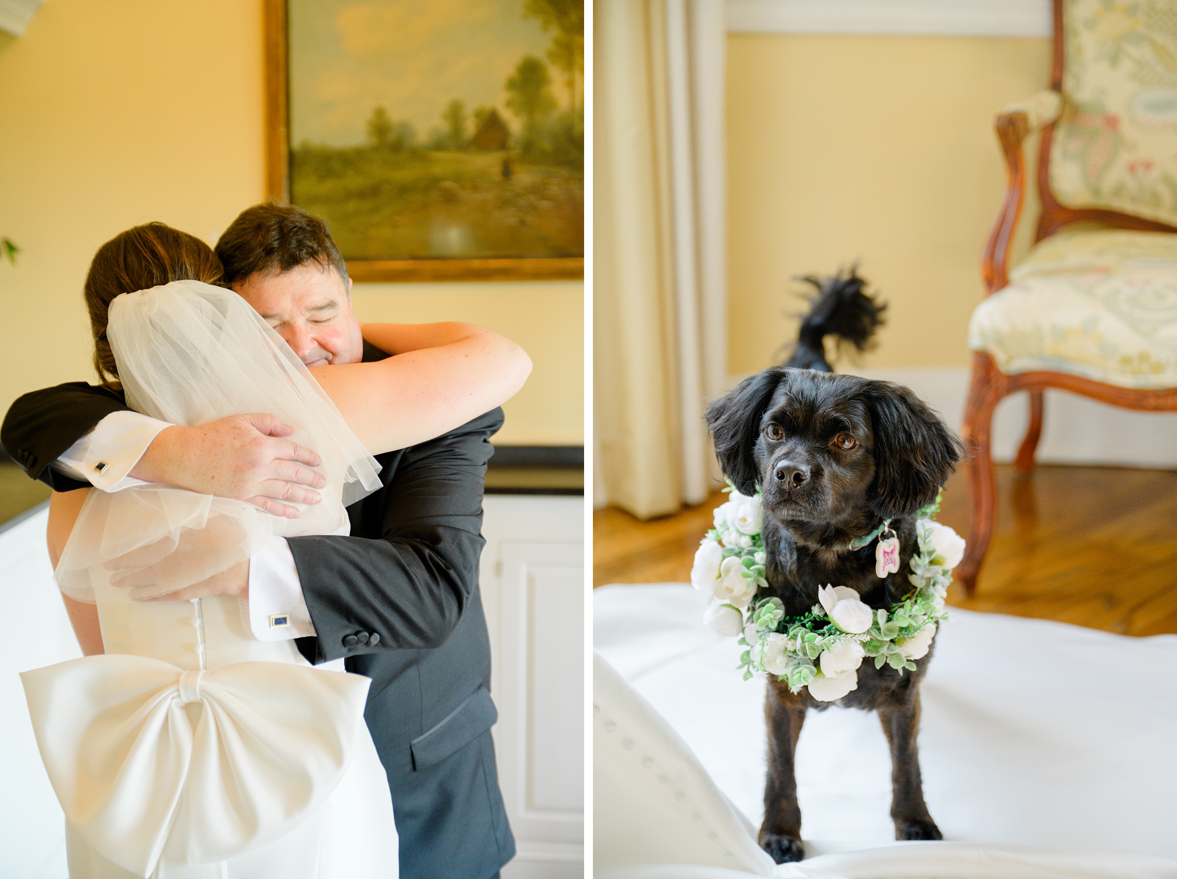 Bride's first look with Father at Belmont Manor Wedding in Elkridge, Maryland photographed by Baltimore Wedding Photographer Cait Kramer