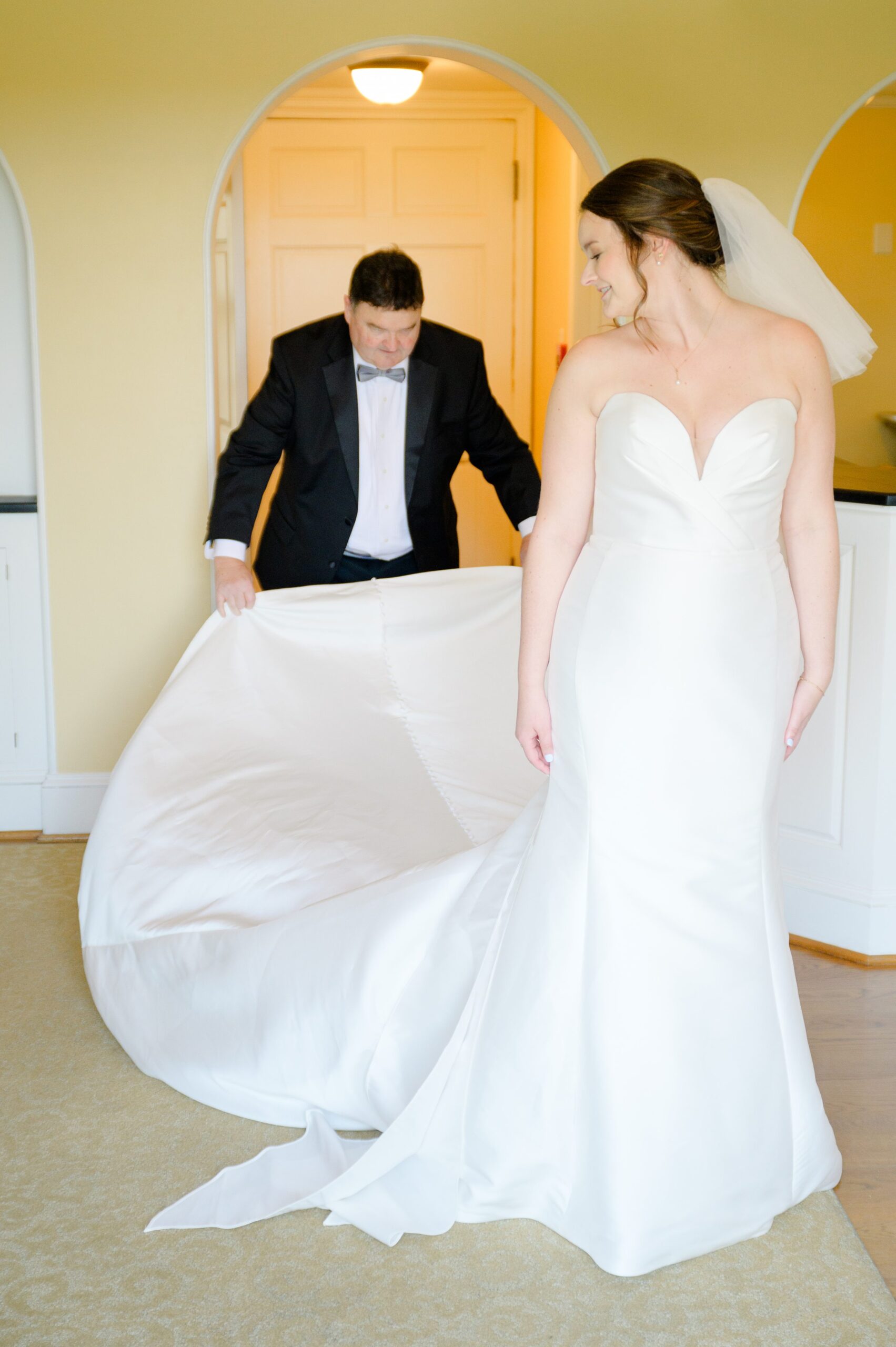 Bride's first look with Father at Belmont Manor Wedding in Elkridge, Maryland photographed by Baltimore Wedding Photographer Cait Kramer