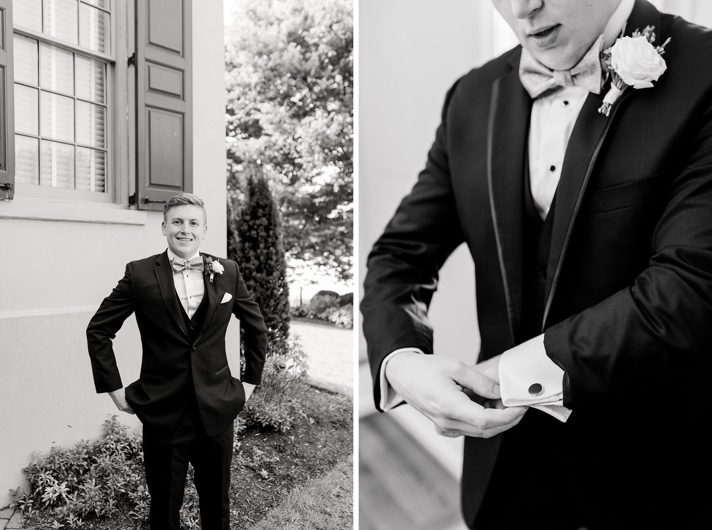 Groom getting ready at Belmont Manor Wedding in Elkridge, Maryland photographed by Baltimore Wedding Photographer Cait Kramer