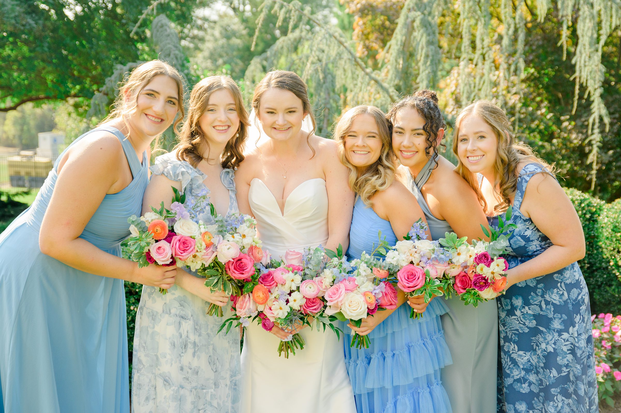 Bride and Bridesmaids Portraits at Belmont Manor Wedding in Elkridge, Maryland photographed by Baltimore Wedding Photographer Cait Kramer