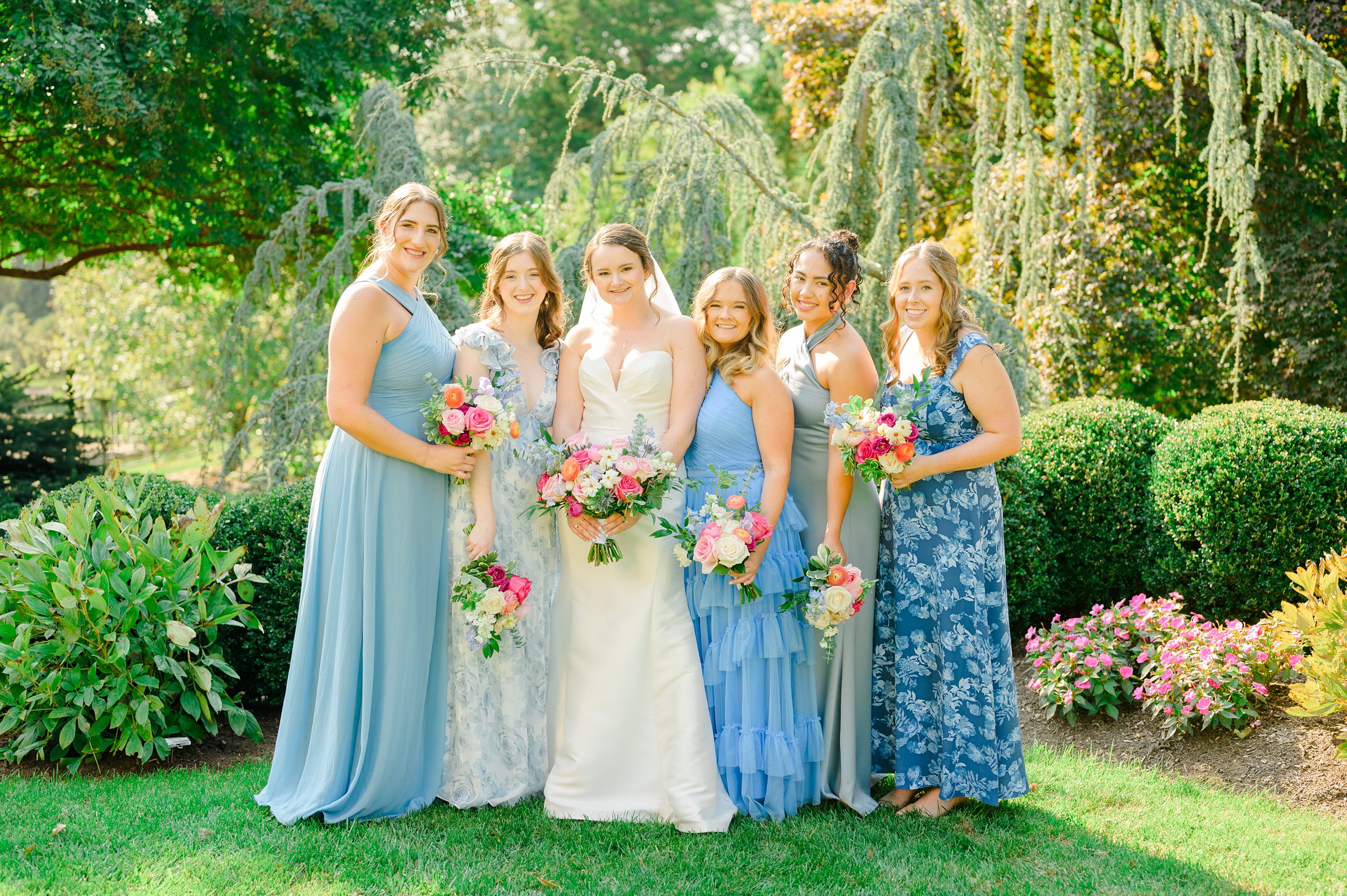 Bride and Bridesmaids Portraits at Belmont Manor Wedding in Elkridge, Maryland photographed by Baltimore Wedding Photographer Cait Kramer