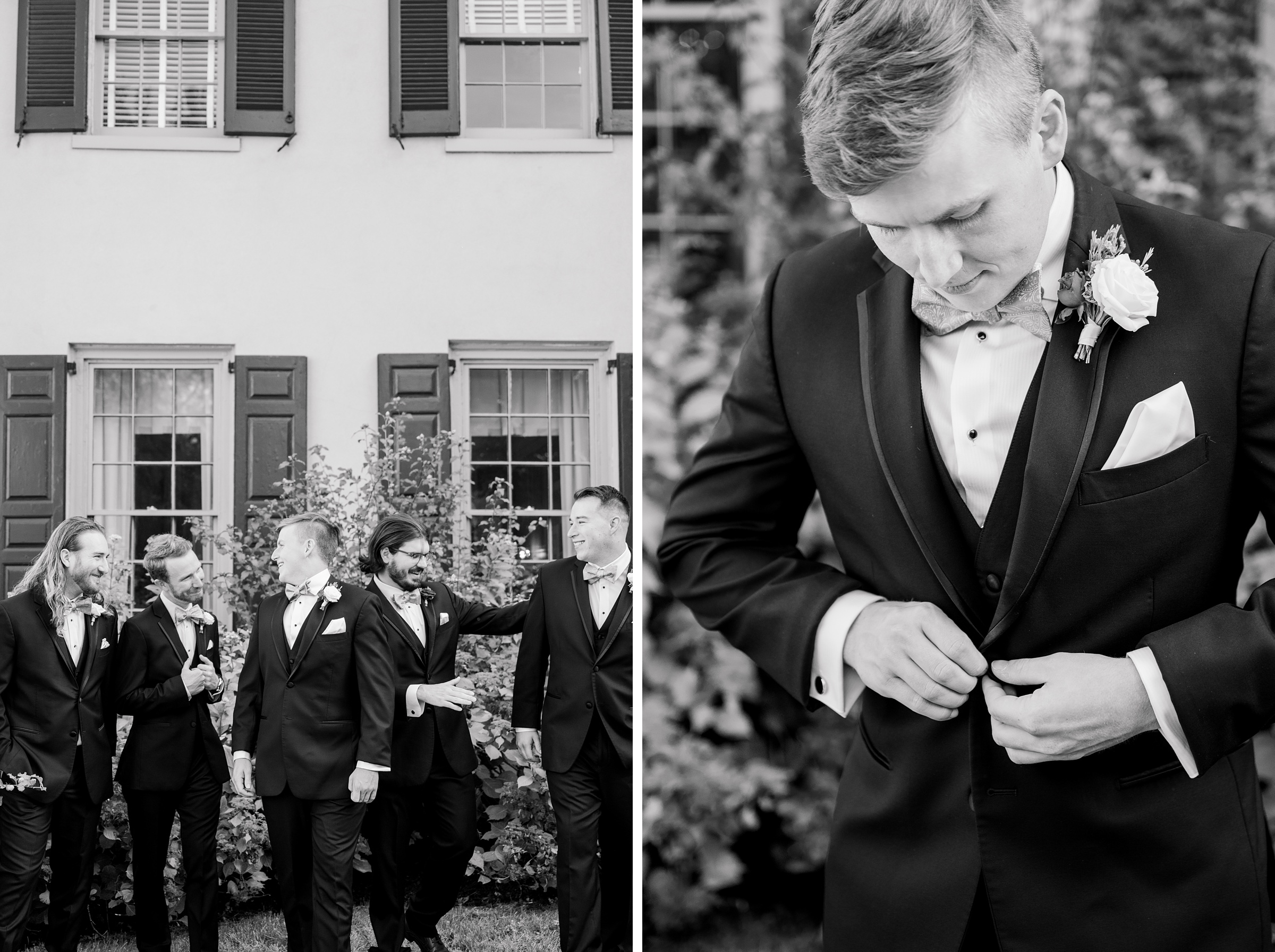 Groom and Groomsmen Portraits at Belmont Manor Wedding in Elkridge, Maryland photographed by Baltimore Wedding Photographer Cait Kramer