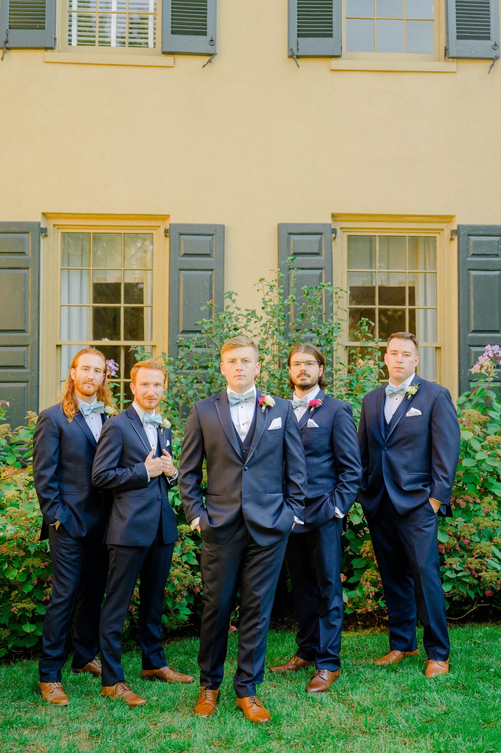 Groom and Groomsmen Portraits at Belmont Manor Wedding in Elkridge, Maryland photographed by Baltimore Wedding Photographer Cait Kramer