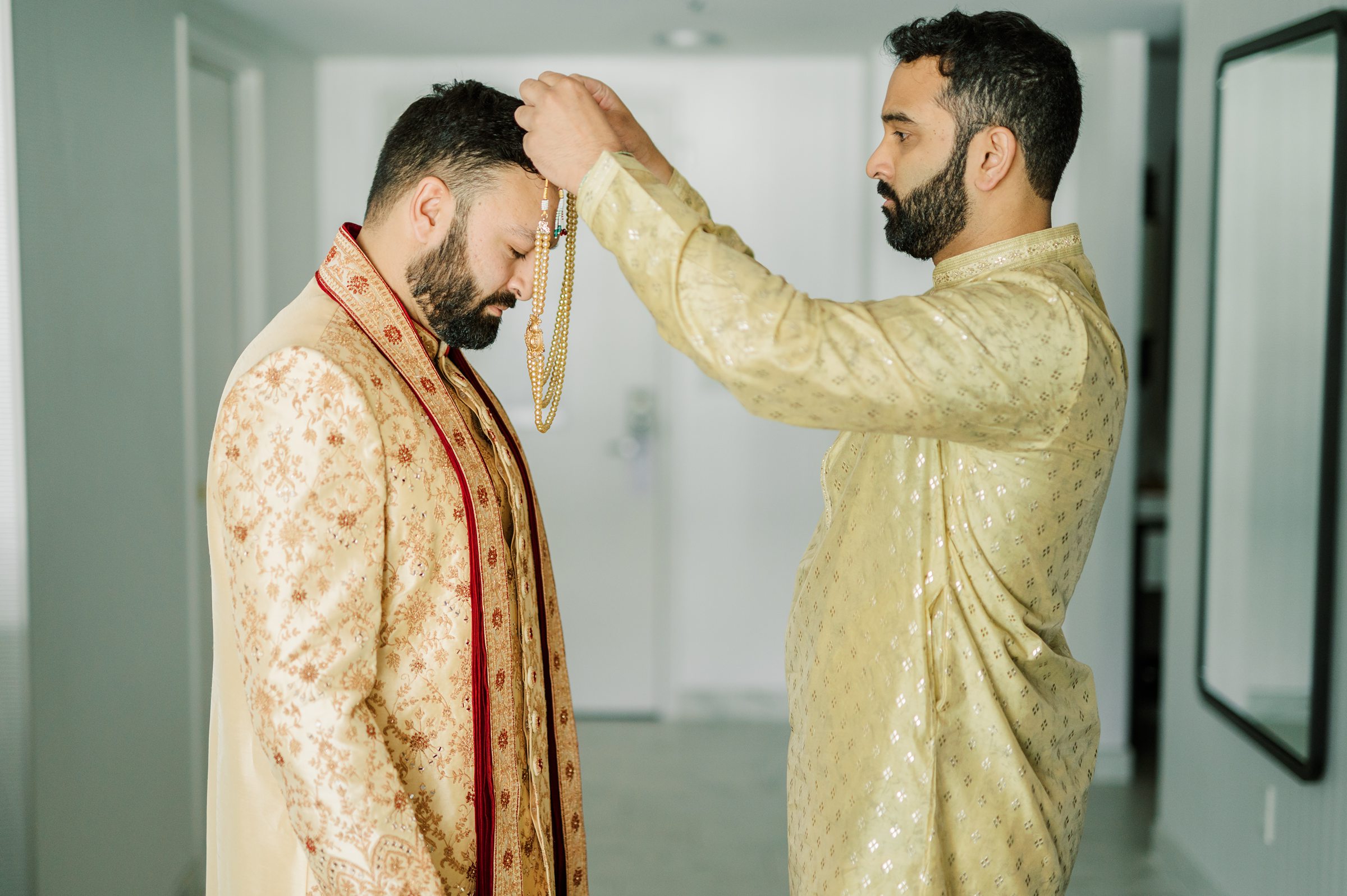 Groom getting ready for Indian Wedding