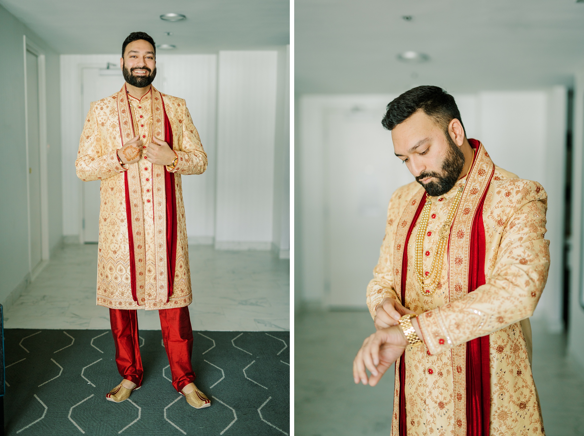 Groom getting ready for Indian Wedding