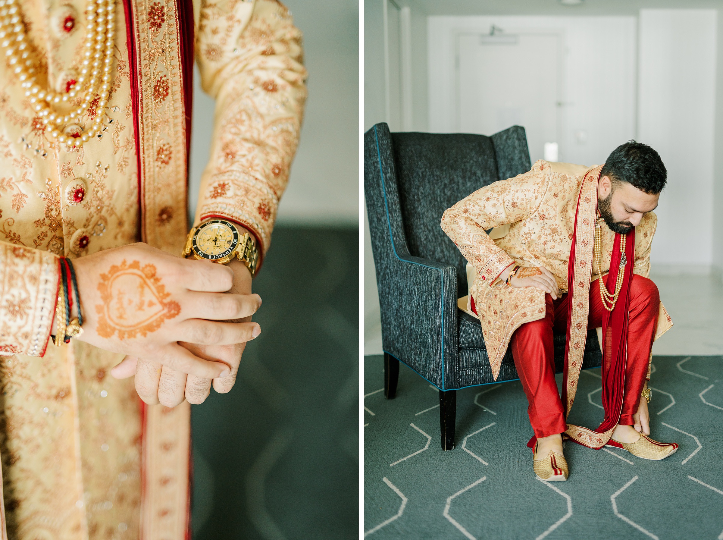 Groom getting ready for Indian Wedding