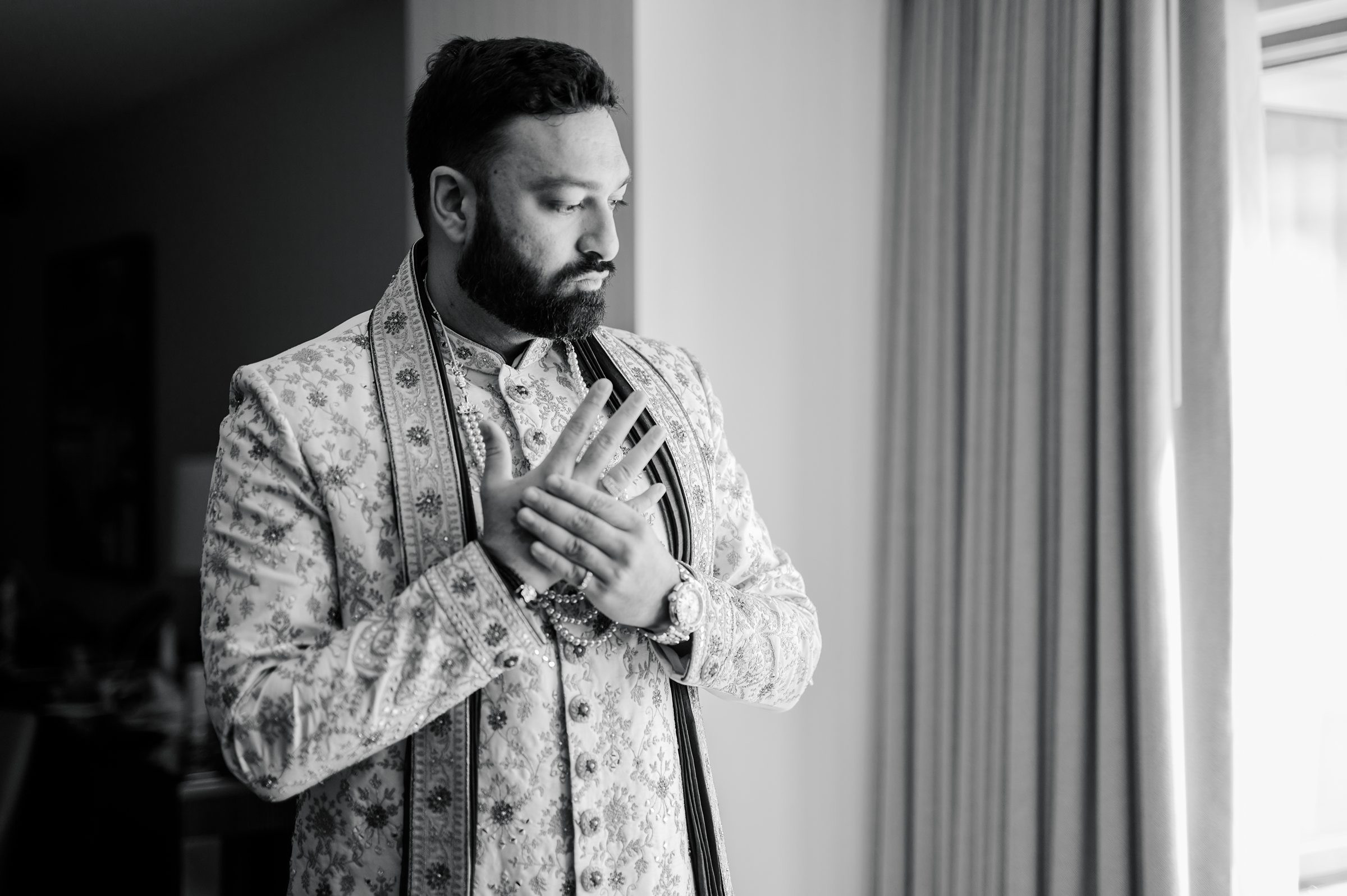 Groom getting ready for Indian Wedding