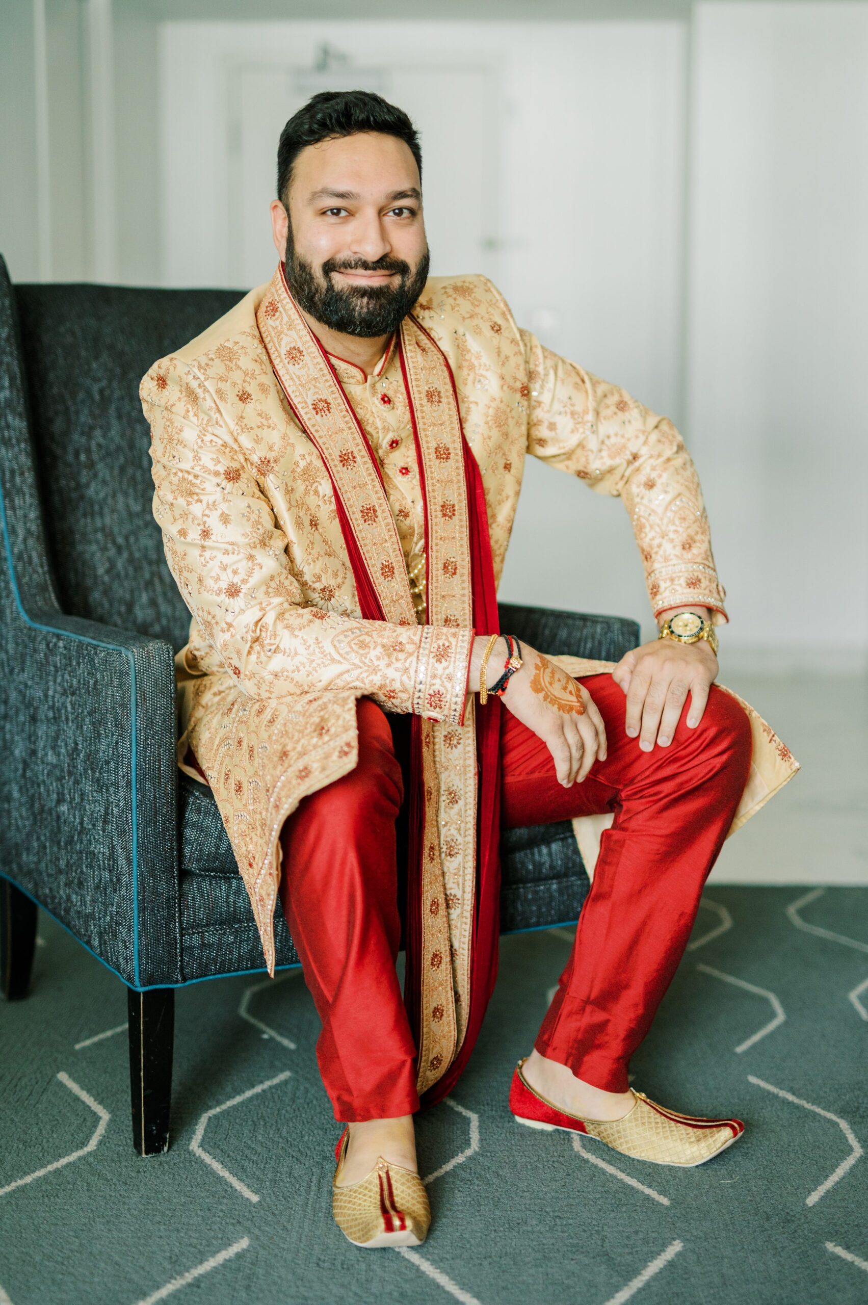 Groom getting ready for Indian Wedding