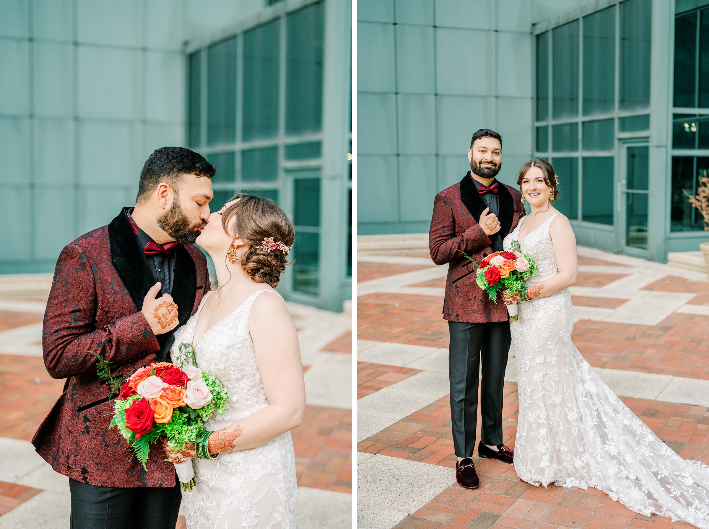 Bride and groom portraits at Renaissance Baltimore Harborplace Hotel