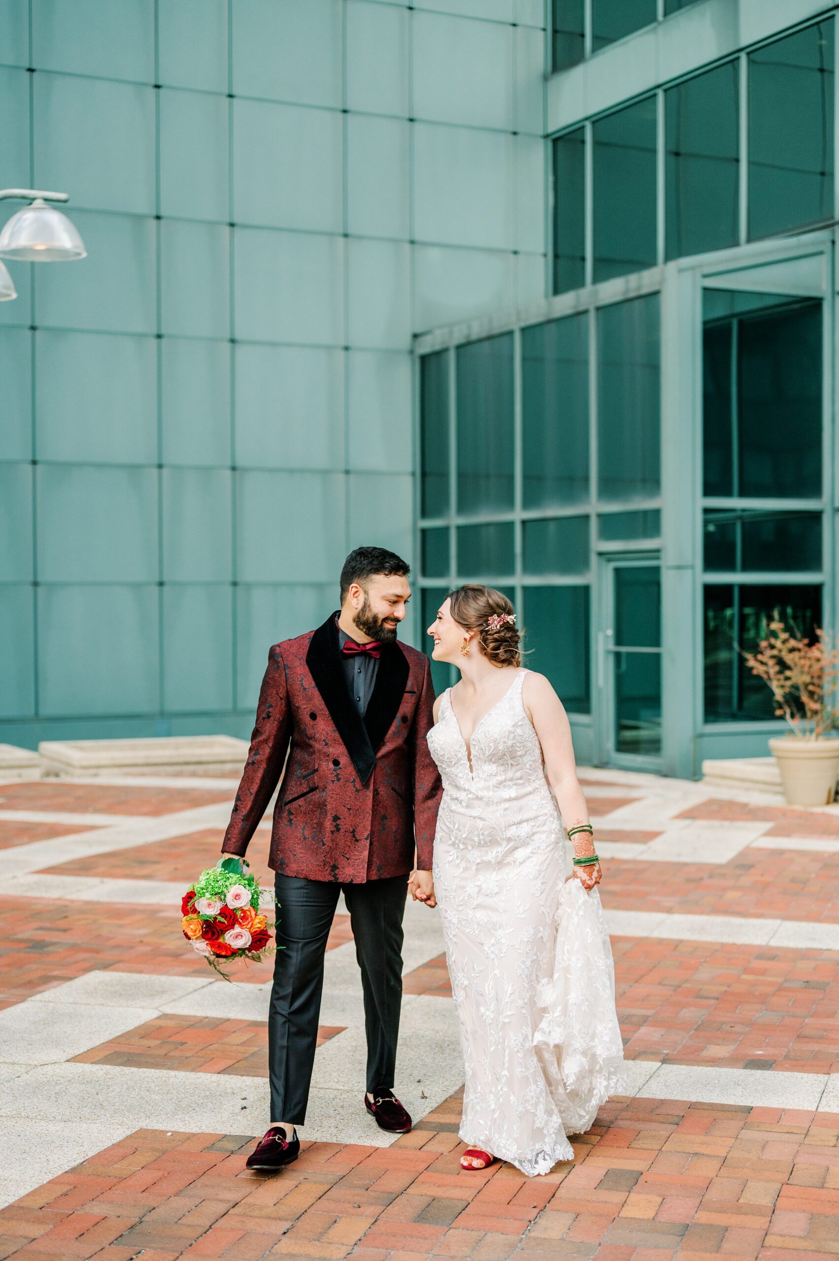 Bride and groom portraits at Renaissance Baltimore Harborplace Hotel