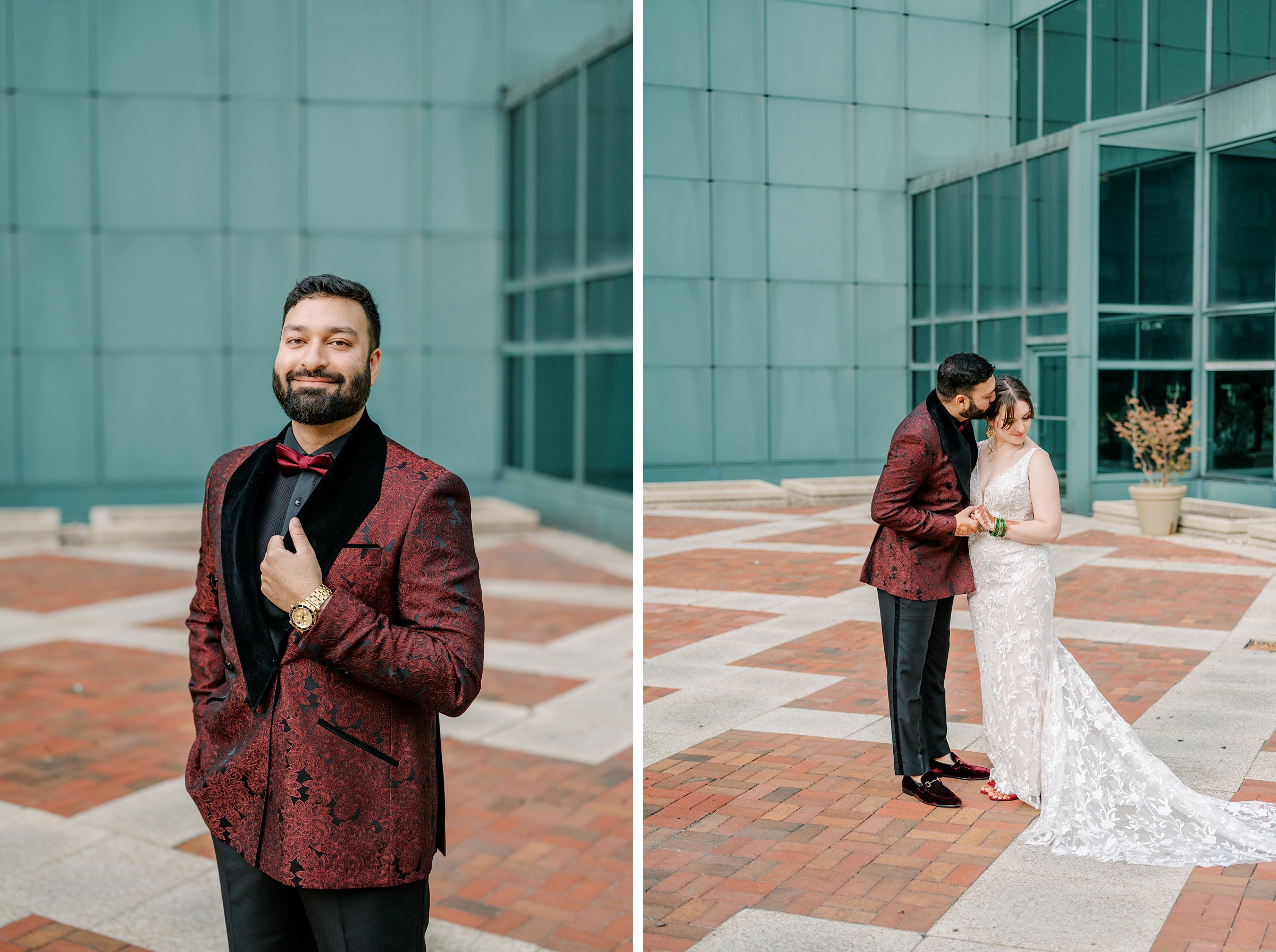 Bride and groom portraits at Renaissance Baltimore Harborplace Hotel