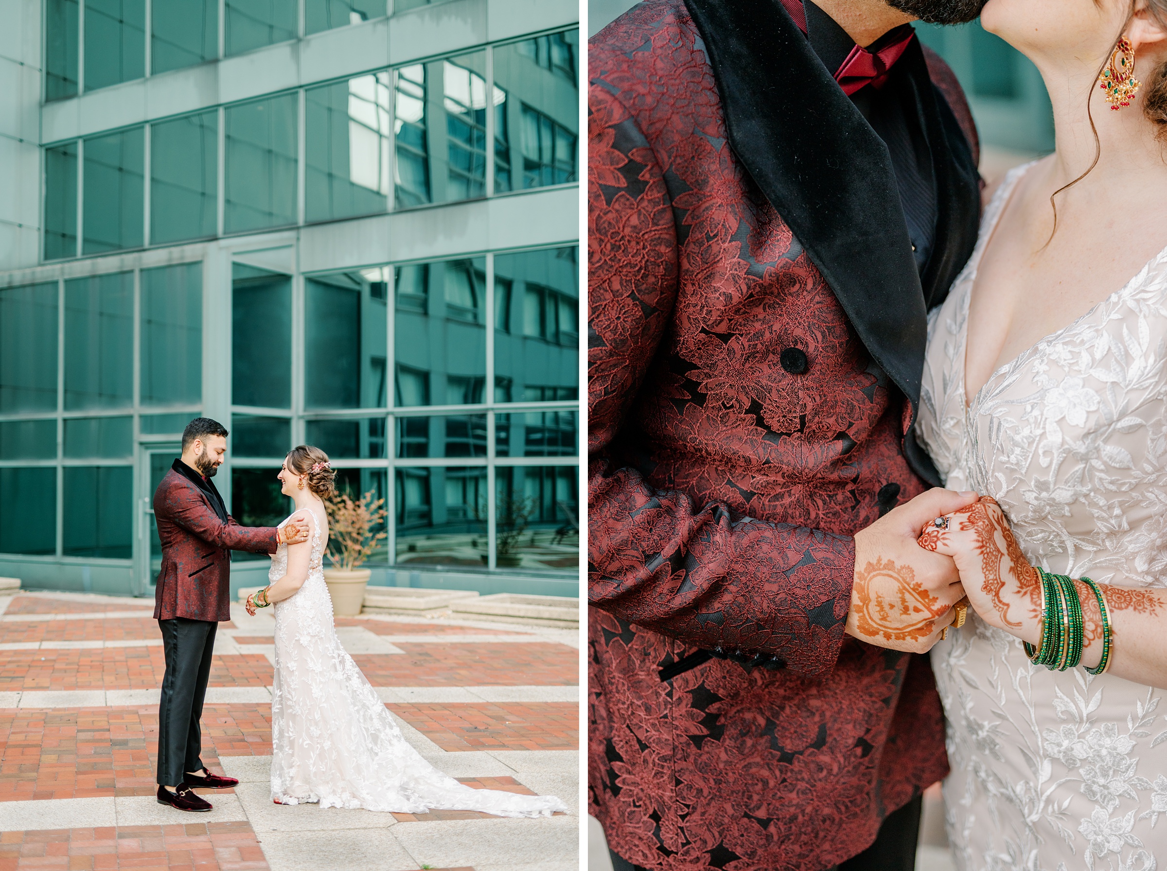 Bride and groom portraits at Renaissance Baltimore Harborplace Hotel