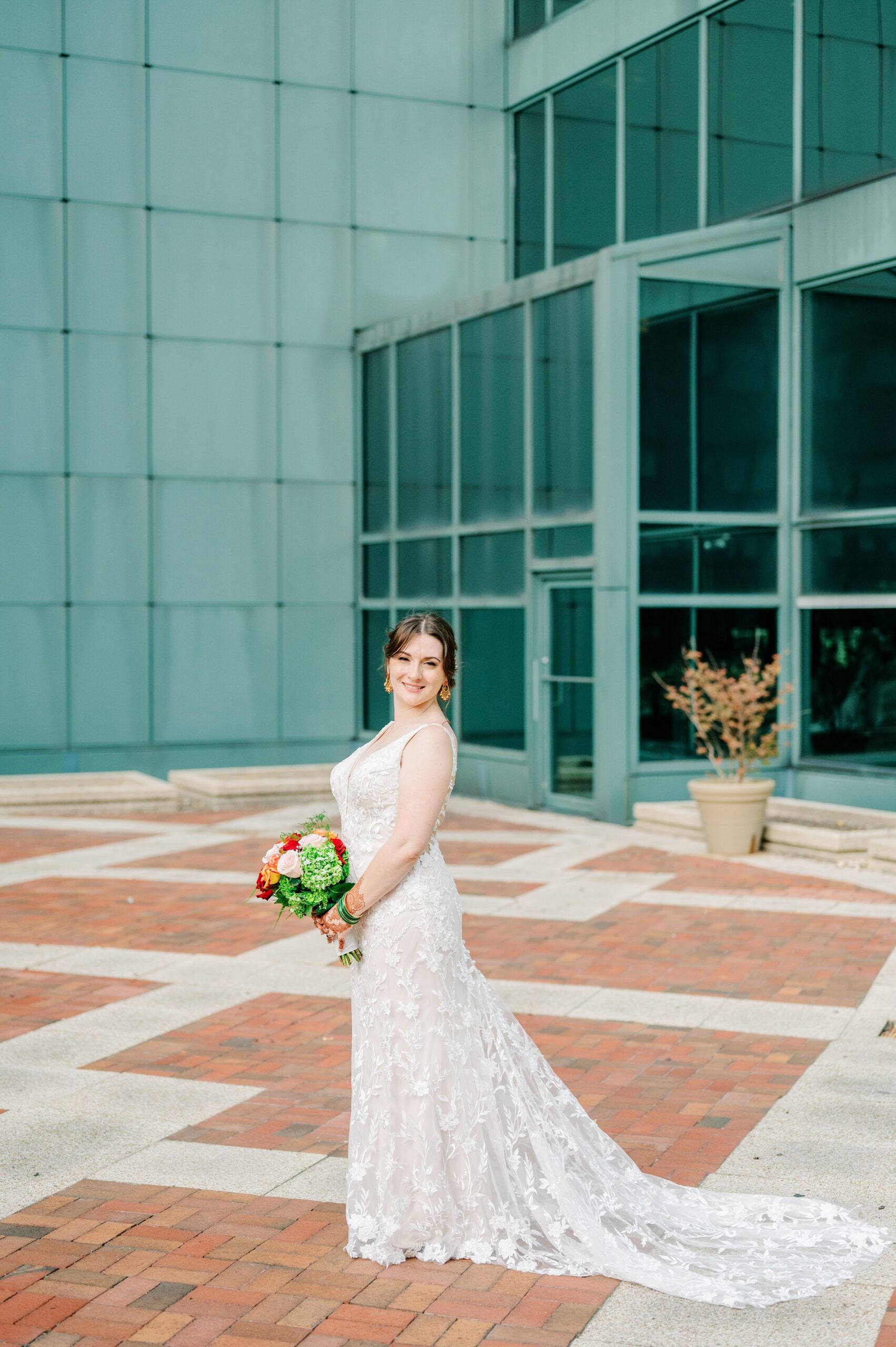 Bride and groom portraits at Renaissance Baltimore Harborplace Hotel