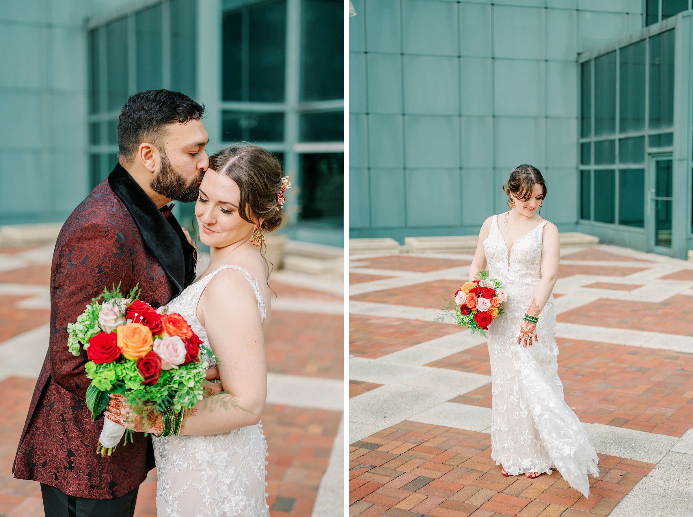 Bride and groom portraits at Renaissance Baltimore Harborplace Hotel