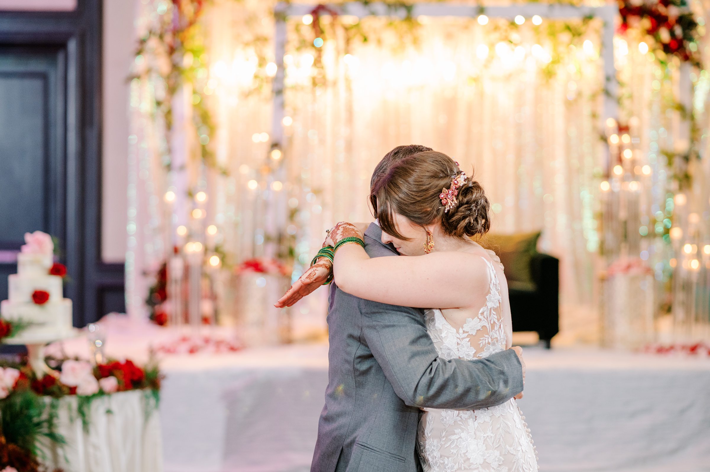 Bride and groom's first dance at wedding reception